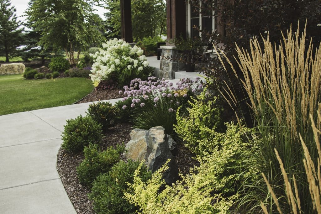 Financing landscaping with sidewalk and garden