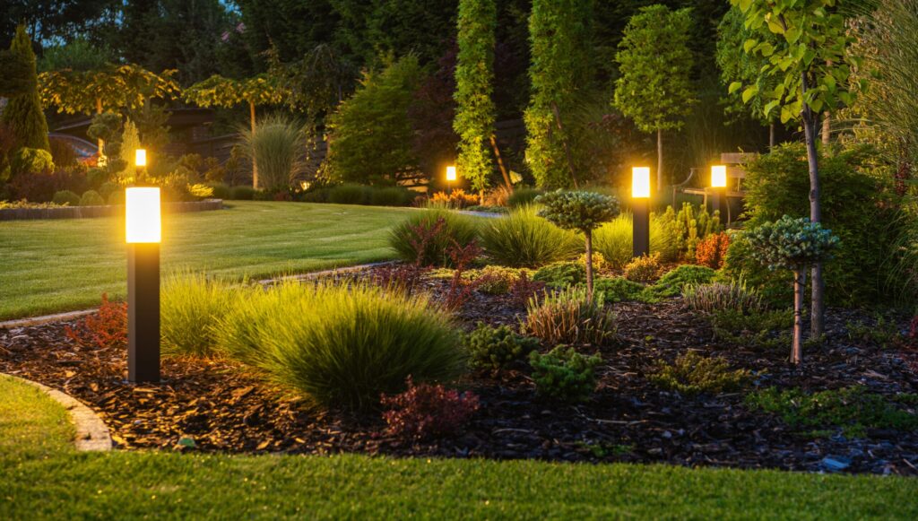 Lighted backyard