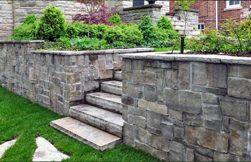 Fieldstone retaining wall design Minnesota
