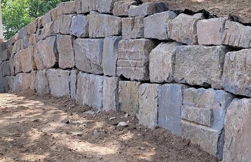 Boulder retaining wall project