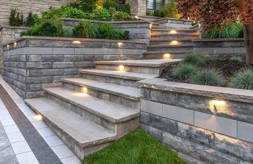Completed concrete retaining wall by Landscapes Unlimited
