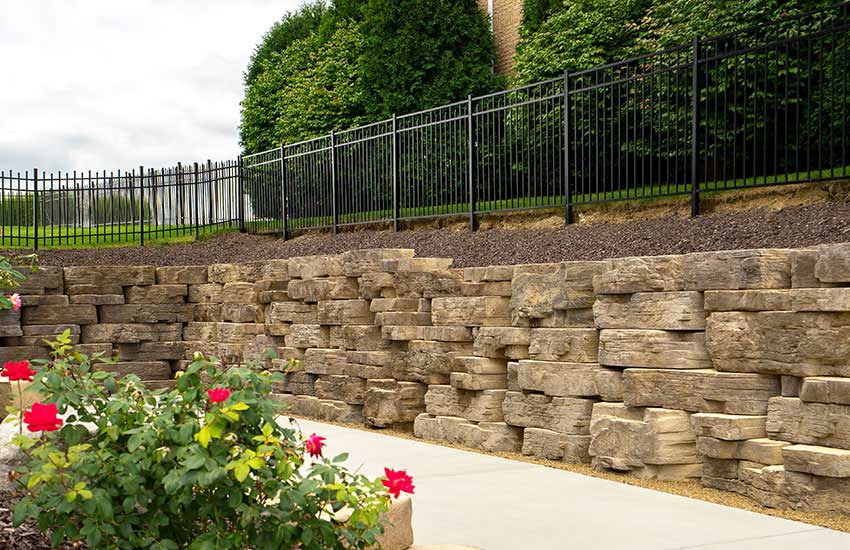 Limestone garden wall detail